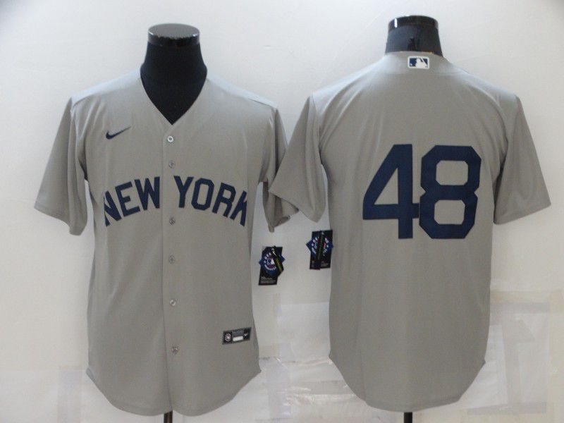 Men New York Yankees #48 No Name Grey Game 2021 Nike MLB Jersey->new york yankees->MLB Jersey